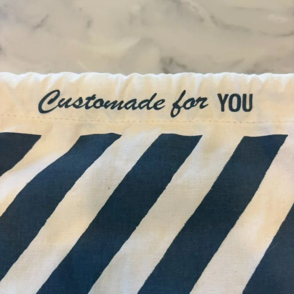 Vans White and Navy Striped Cinch Customizable Bag